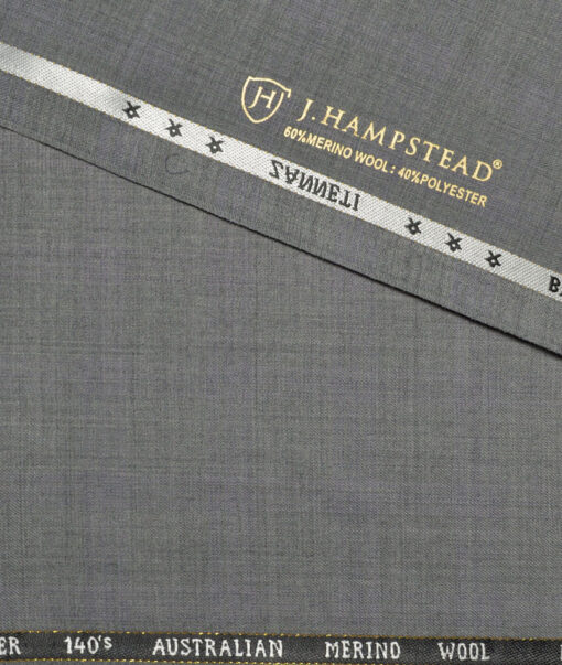 J.Hampstead Super 140's Checks 60% Merino Wool Suiting Fabric (Light Worsted Grey)