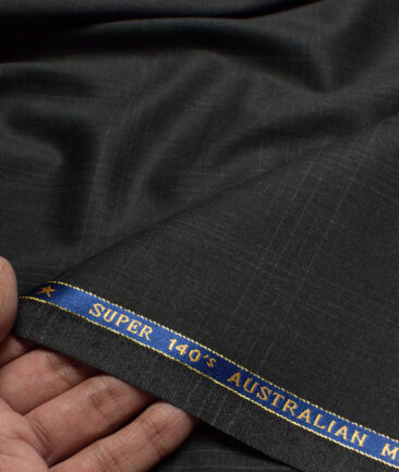J.Hampstead Super 140's Checks 58% Merino Wool Stretchable Suiting Fabric (Blackish Grey)