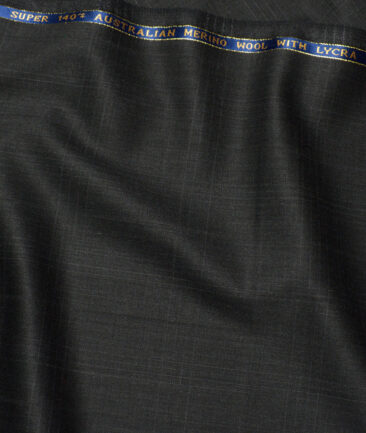 J.Hampstead Super 140's Checks 58% Merino Wool Stretchable Suiting Fabric (Blackish Grey)
