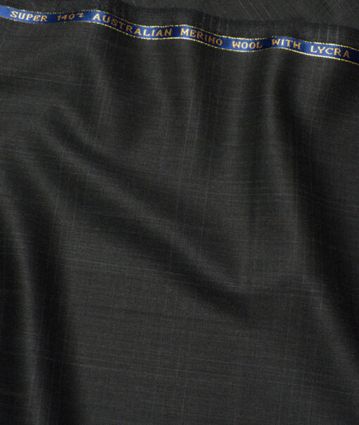 J.Hampstead Super 140's Checks 58% Merino Wool Stretchable Suiting Fabric (Blackish Grey)