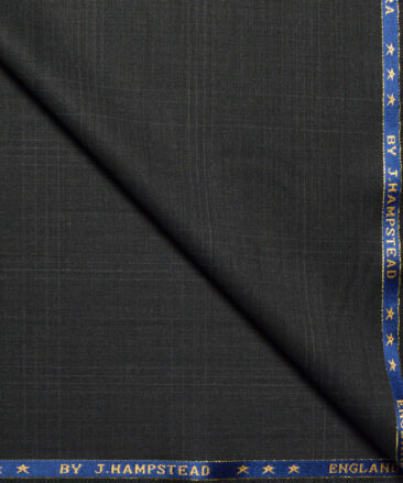 J.Hampstead Super 140's Checks 58% Merino Wool Stretchable Suiting Fabric (Blackish Grey)