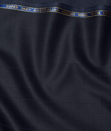 J.Hampstead Super 140's Checks 58% Merino Wool Stretchable Suiting Fabric (Dark Blue)