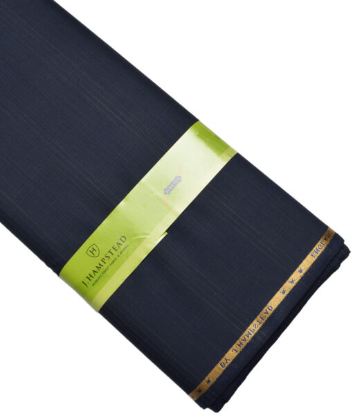 J.Hampstead Super 140's Checks 58% Merino Wool Stretchable Suiting Fabric (Dark Blue)