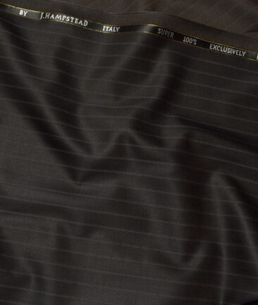 J.Hampstead Super 100's Striped 20% Merino Wool Suiting Fabric (Dark Brown)