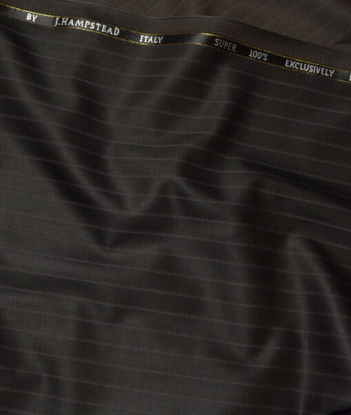 J.Hampstead Super 100's Striped 20% Merino Wool Suiting Fabric (Dark Brown)