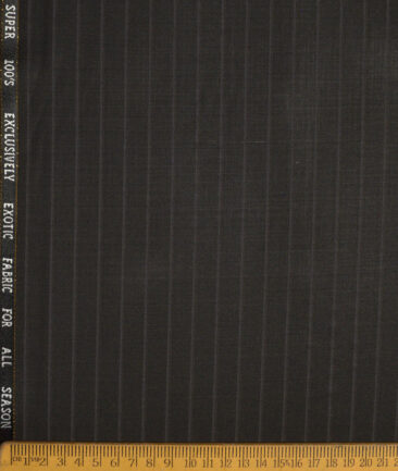 J.Hampstead Super 100's Striped 20% Merino Wool Suiting Fabric (Dark Brown)