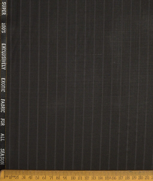 J.Hampstead Super 100's Striped 20% Merino Wool Suiting Fabric (Dark Brown)