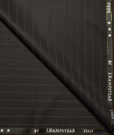 J.Hampstead Super 100's Striped 20% Merino Wool Suiting Fabric (Dark Brown)