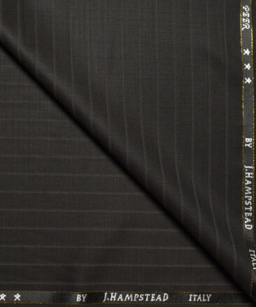 J.Hampstead Super 100's Striped 20% Merino Wool Suiting Fabric (Dark Brown)