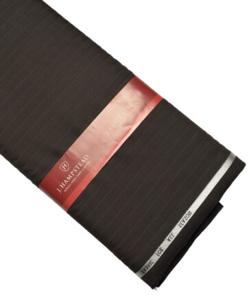 J.Hampstead Super 100's Striped 20% Merino Wool Suiting Fabric (Dark Brown)