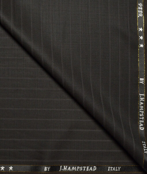 J.Hampstead Super 100's Striped 20% Merino Wool Suiting Fabric (Dark Brown)