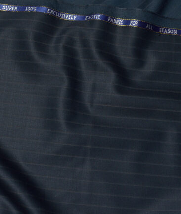 J.Hampstead Super 100's Striped 20% Merino Wool Suiting Fabric (Dark Peacock Blue)