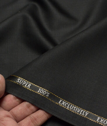 J.Hampstead Super 100's Checks 20% Merino Wool Suiting Fabric (Black)