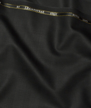 J.Hampstead Super 100's Checks 20% Merino Wool Suiting Fabric (Black)