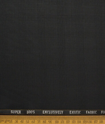 J.Hampstead Super 100's Checks 20% Merino Wool Suiting Fabric (Black)