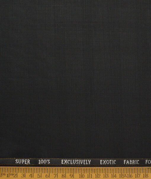 J.Hampstead Super 100's Checks 20% Merino Wool Suiting Fabric (Black)