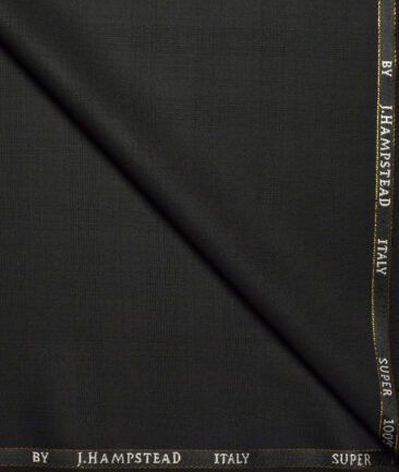 J.Hampstead Super 100's Checks 20% Merino Wool Suiting Fabric (Black)