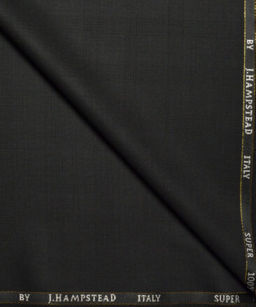 J.Hampstead Super 100's Checks 20% Merino Wool Suiting Fabric (Black)