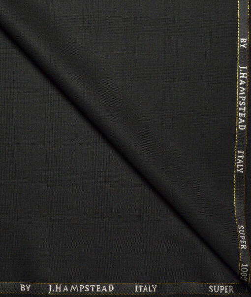 J.Hampstead Super 100's Checks 20% Merino Wool Suiting Fabric (Black)