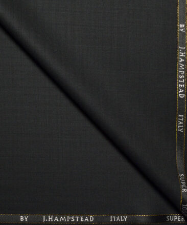 J.Hampstead Super 100's Self Design 20% Merino Wool Suiting Fabric (Black)