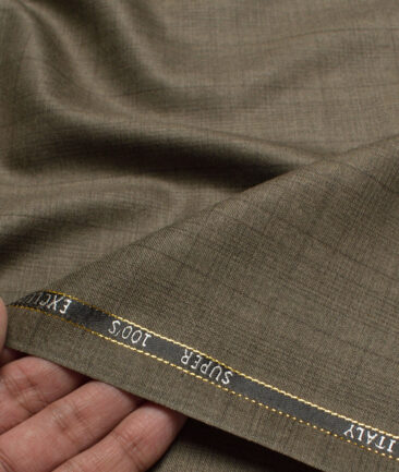 J.Hampstead Super 100's Checks 20% Merino Wool Suiting Fabric (Brown)