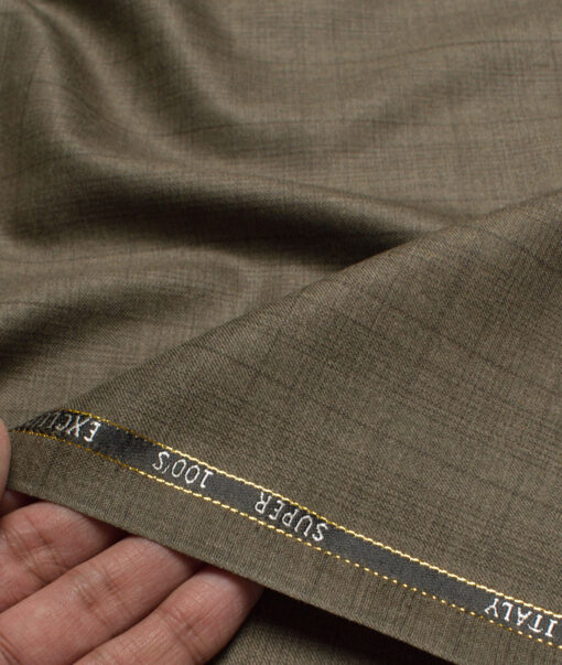 J.Hampstead Super 100's Checks 20% Merino Wool Suiting Fabric (Brown)