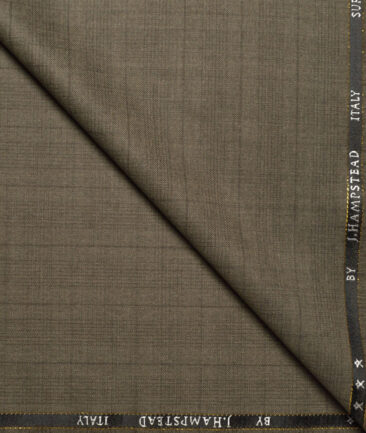 J.Hampstead Super 100's Checks 20% Merino Wool Suiting Fabric (Brown)