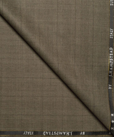 J.Hampstead Super 100's Checks 20% Merino Wool Suiting Fabric (Brown)