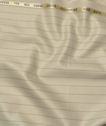 J.Hampstead Super 100's Striped 20% Merino Wool Suiting Fabric (Cream)