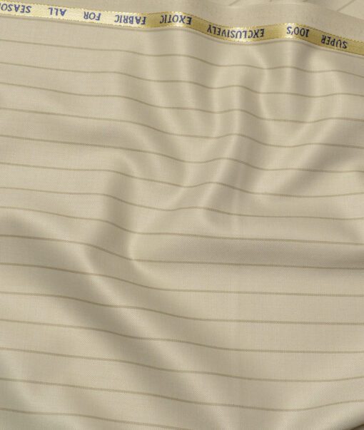 J.Hampstead Super 100's Striped 20% Merino Wool Suiting Fabric (Cream)