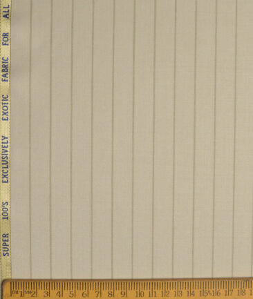 J.Hampstead Super 100's Striped 20% Merino Wool Suiting Fabric (Cream)