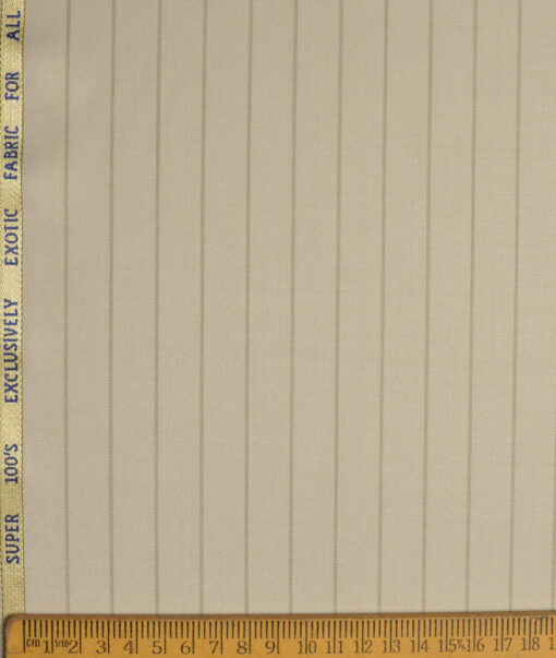 J.Hampstead Super 100's Striped 20% Merino Wool Suiting Fabric (Cream)
