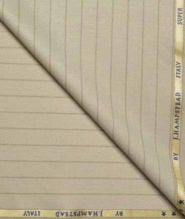 J.Hampstead Super 100's Striped 20% Merino Wool Suiting Fabric (Cream)