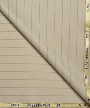 J.Hampstead Super 100's Striped 20% Merino Wool Suiting Fabric (Cream)