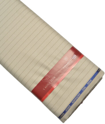 J.Hampstead Super 100's Striped 20% Merino Wool Suiting Fabric (Cream)