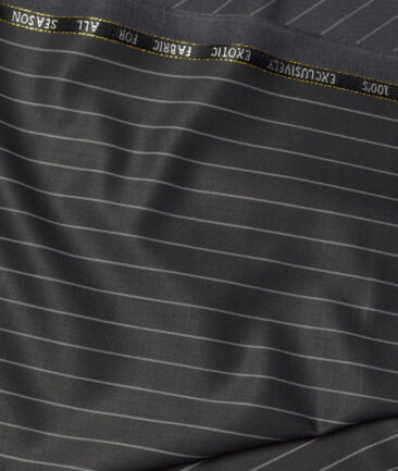 J.Hampstead Super 100's Striped 20% Merino Wool Suiting Fabric (Dark Grey)