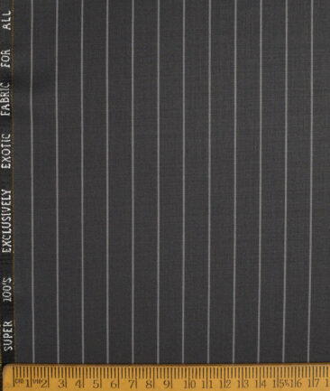 J.Hampstead Super 100's Striped 20% Merino Wool Suiting Fabric (Dark Grey)