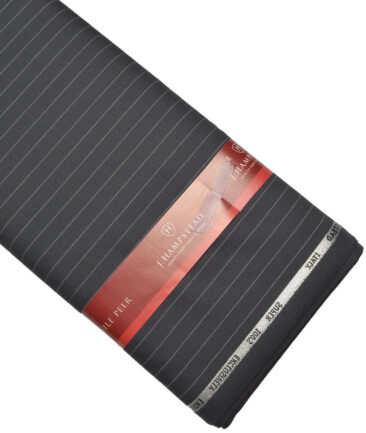 J.Hampstead Super 100's Striped 20% Merino Wool Suiting Fabric (Dark Grey)