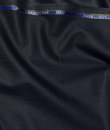 J.Hampstead Super 100's Self Design 20% Merino Wool Suiting Fabric (Dark Navy Blue)