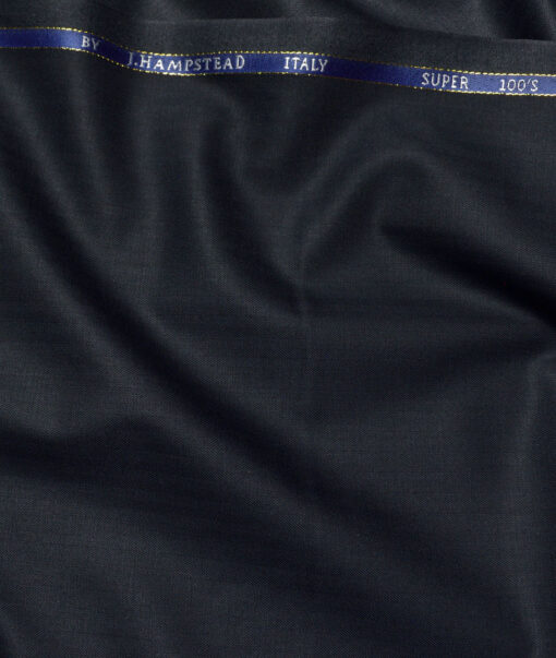 J.Hampstead Super 100's Self Design 20% Merino Wool Suiting Fabric (Dark Navy Blue)