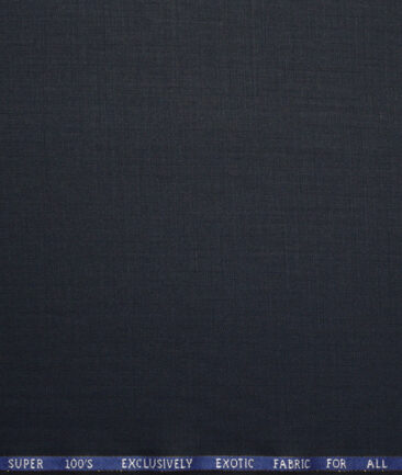 J.Hampstead Super 100's Self Design 20% Merino Wool Suiting Fabric (Dark Navy Blue)