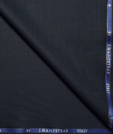 J.Hampstead Super 100's Self Design 20% Merino Wool Suiting Fabric (Dark Navy Blue)