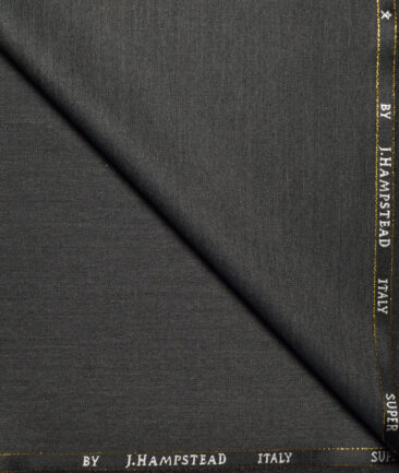 J.Hampstead Super 100's Self Design 20% Merino Wool Suiting Fabric (Dark Worsted Grey)
