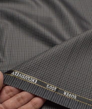 J.Hampstead Super 100's Checks 20% Merino Wool Suiting Fabric (Grey)