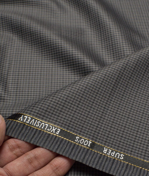 J.Hampstead Super 100's Checks 20% Merino Wool Suiting Fabric (Grey)