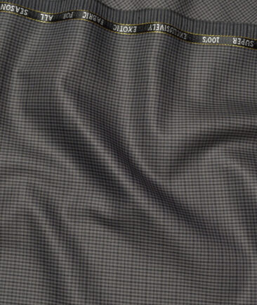 J.Hampstead Super 100's Checks 20% Merino Wool Suiting Fabric (Grey)
