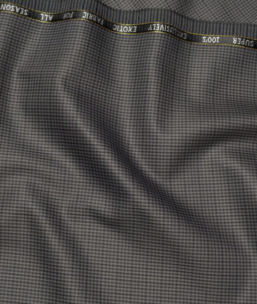 J.Hampstead Super 100's Checks 20% Merino Wool Suiting Fabric (Grey)