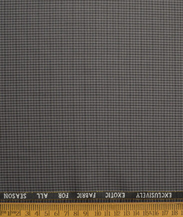 J.Hampstead Super 100's Checks 20% Merino Wool Suiting Fabric (Grey)