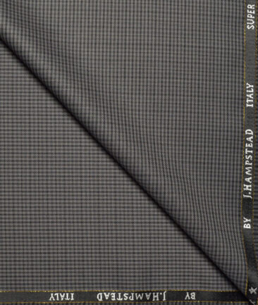 J.Hampstead Super 100's Checks 20% Merino Wool Suiting Fabric (Grey)