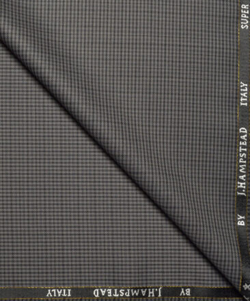 J.Hampstead Super 100's Checks 20% Merino Wool Suiting Fabric (Grey)
